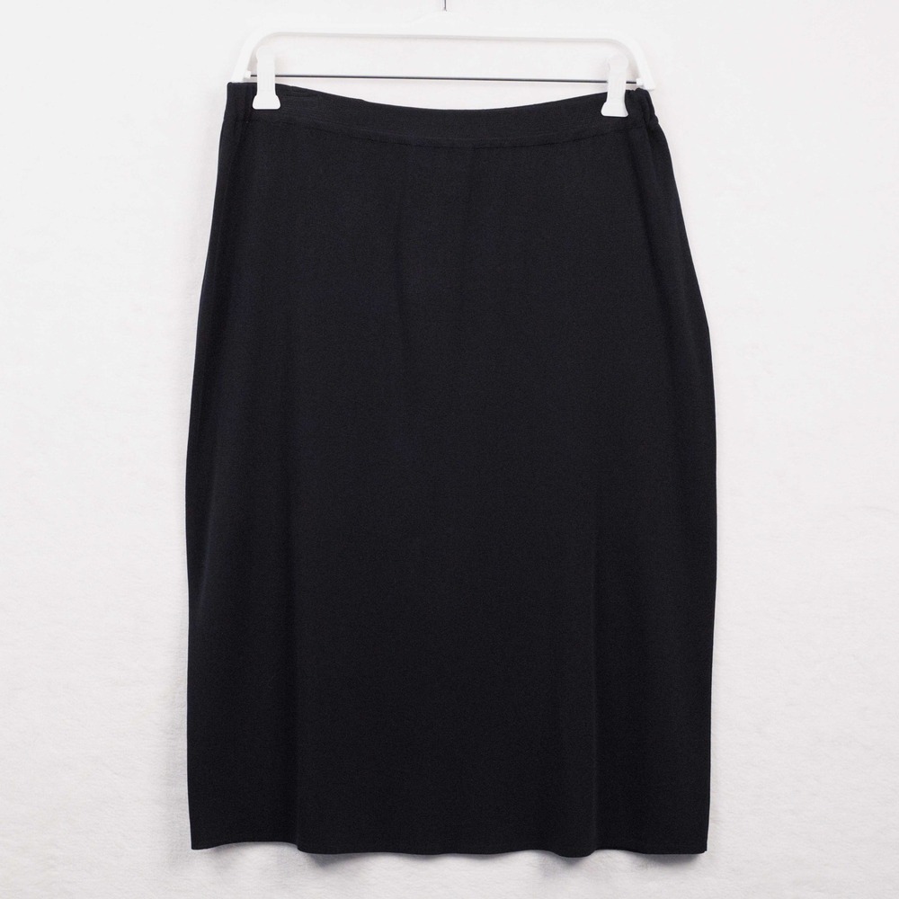 MING WANG Knit Pencil Skirt Pull On Professional Career Black Sz L